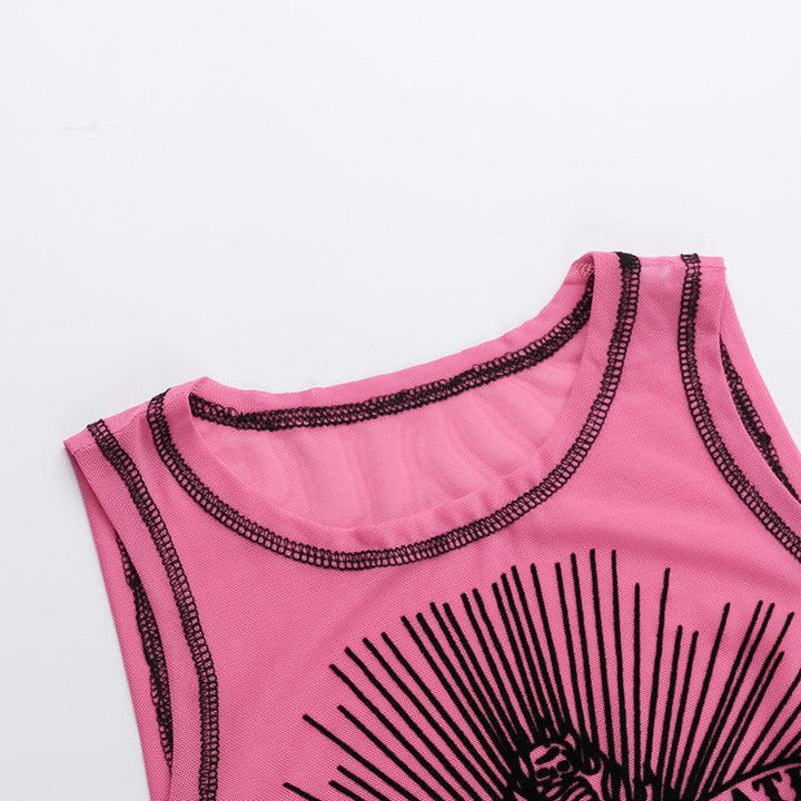 details of a gothic sexy sport camisole pink top tank