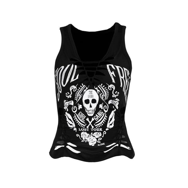 a gothic sport street style skull print vest camisole