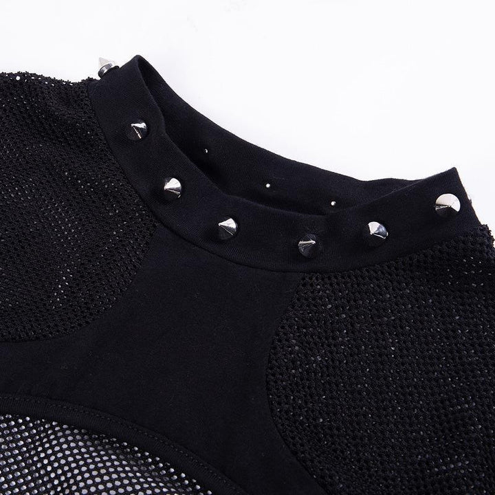 details of a gothic vintage hollow short sleeve t shirt