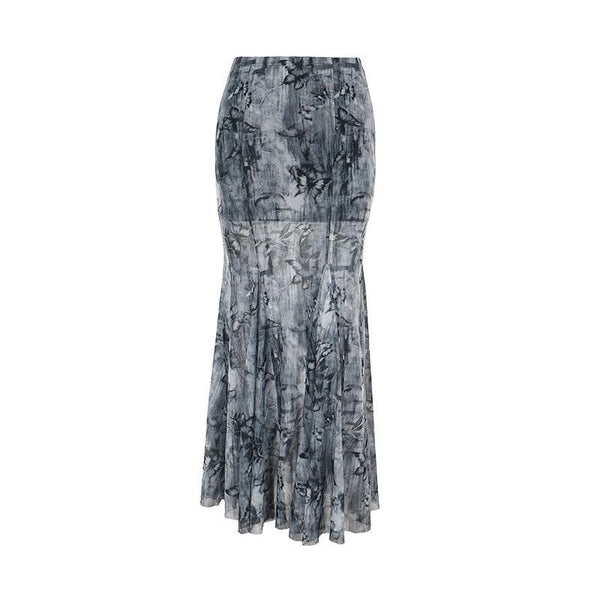 gray gothic chinese style butterfly print dress