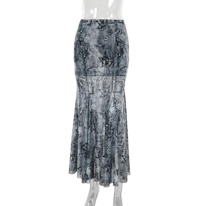 details of gray gothic chinese style butterfly print dress