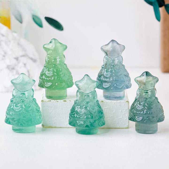 green fluorite christmas tree carving home decor ornament