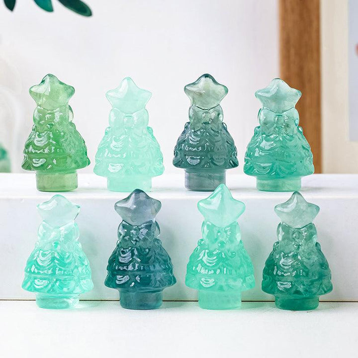 green fluorite christmas tree carving home decor ornament
