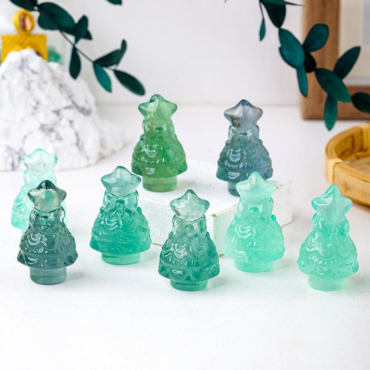 green fluorite christmas tree carving home decor ornament