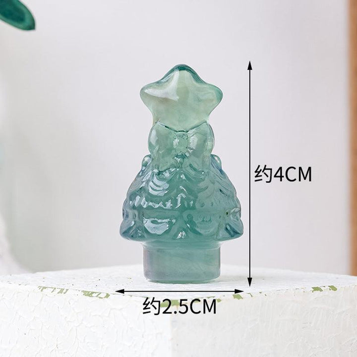 size of green fluorite christmas tree carving home decor ornament