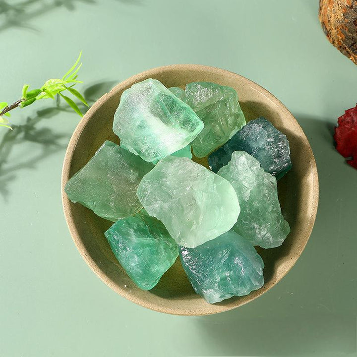 details of green fluorite crystal raw stone healing gemstones