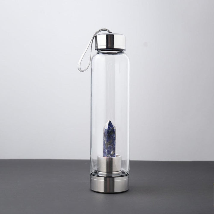 hexagonal Sapphire crystal energy healing glass water bottle