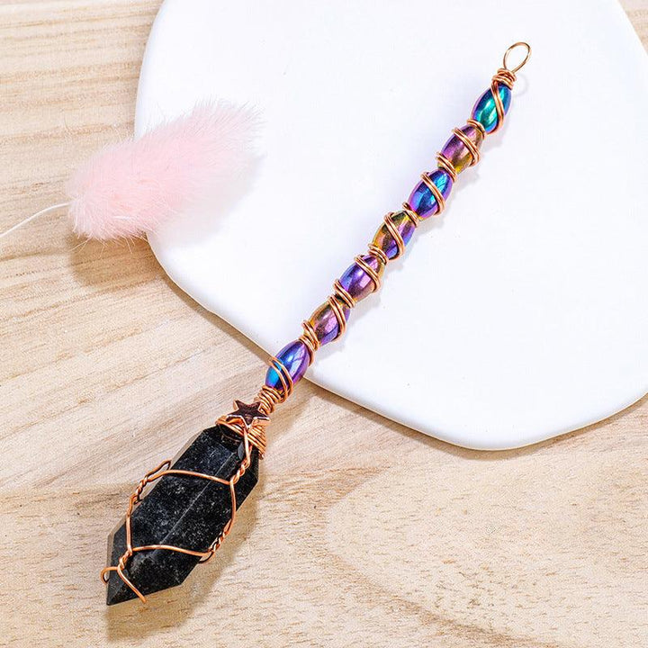 hexagonal Sodalite crystal magic energy wand with gold wire wrapping