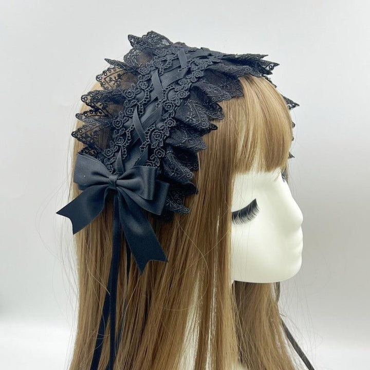 lolita lace full black dark gothic hair accessory