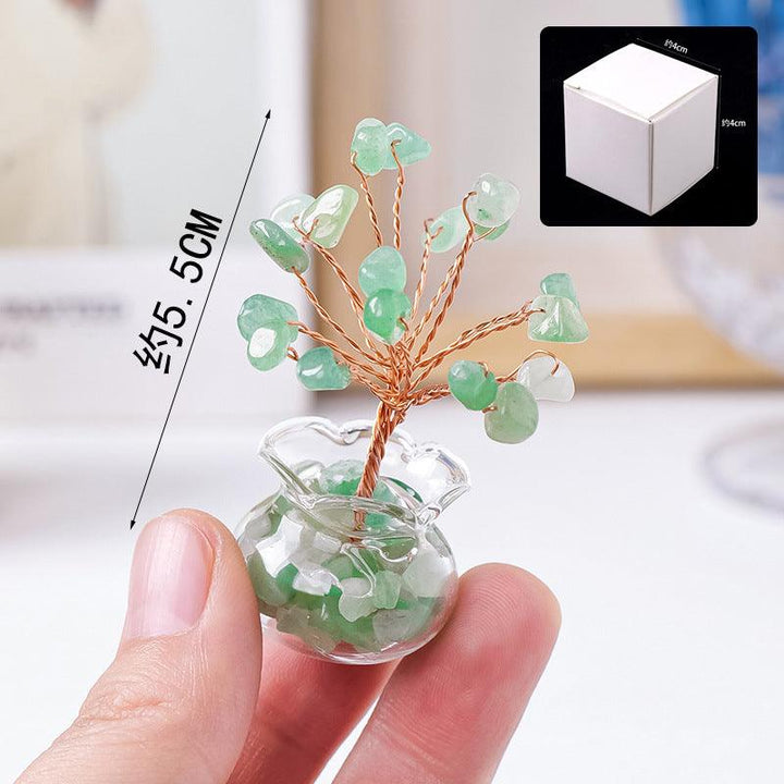 size of mini natural raw crystal bonsai tree ornament