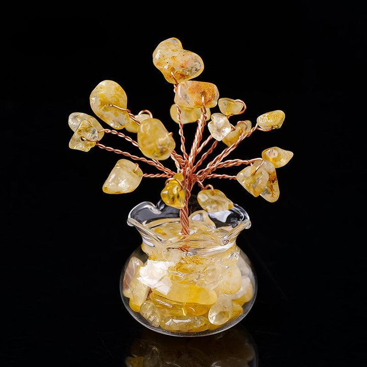 mini  citrine raw crystal bonsai tree ornament