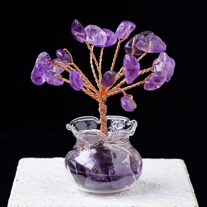 mini amethyst raw crystal bonsai tree ornament