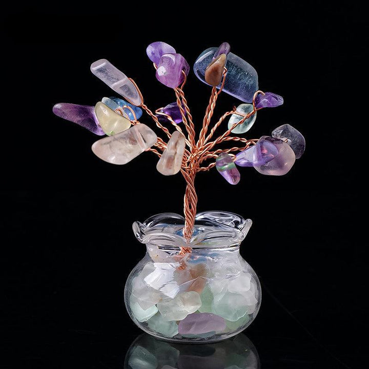 mini fluorite raw crystal bonsai tree ornament