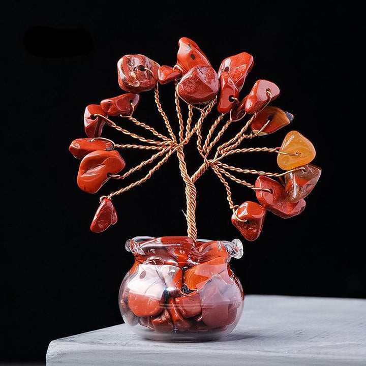 mini red jasper raw crystal bonsai tree ornament