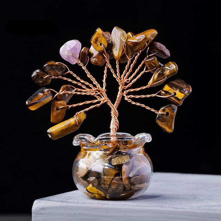 mini tiger’s eye raw crystal bonsai tree ornament