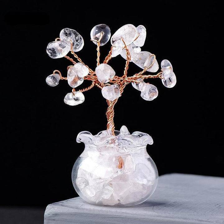 mini clear quartz raw crystal bonsai tree ornament