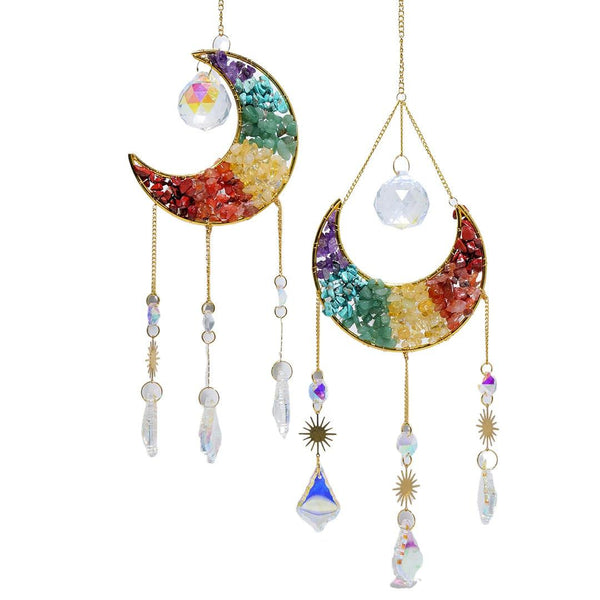 moon chakra wind chime crystal pendant wall hanging