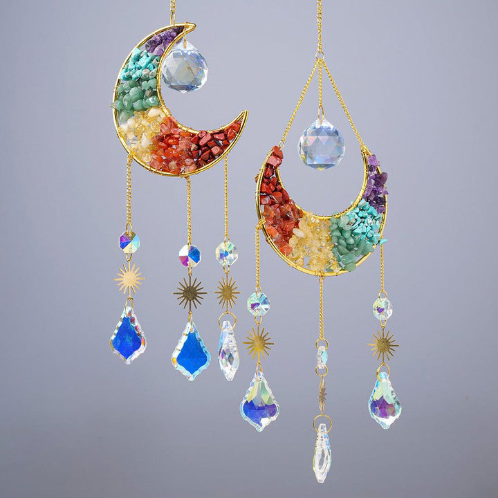 moon chakra wind chime crystal pendant wall hanging
