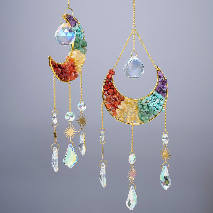 moon chakra wind chime crystal pendant wall hanging