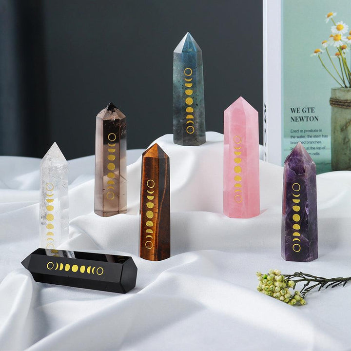 moon phase hexagonal energy crystal pillar tower