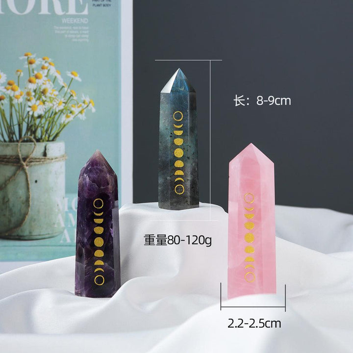size of moon phase hexagonal energy crystal pillar tower