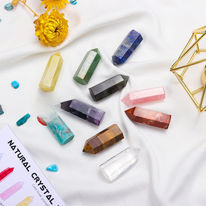 multicolor hexagonal energy crystal tower gift set