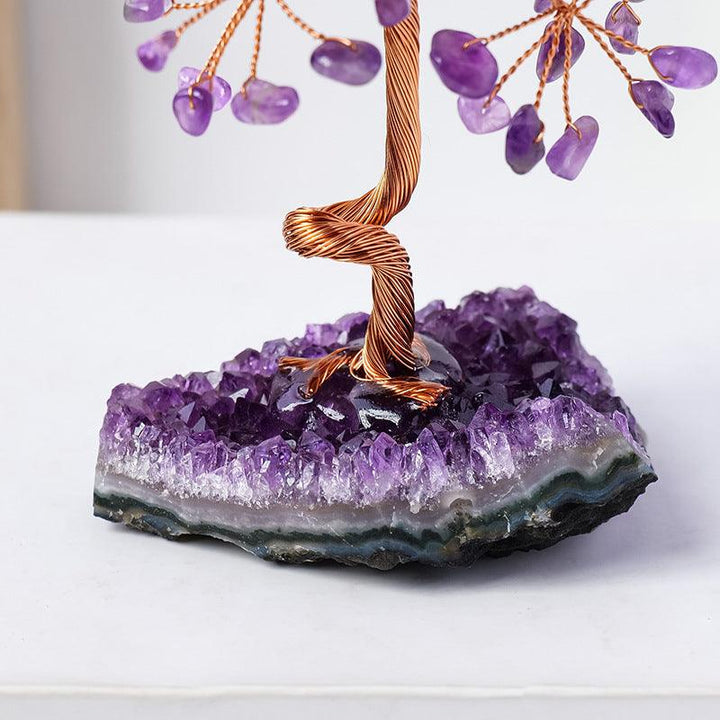 natural amethyst cluster crystal bonsai tree details