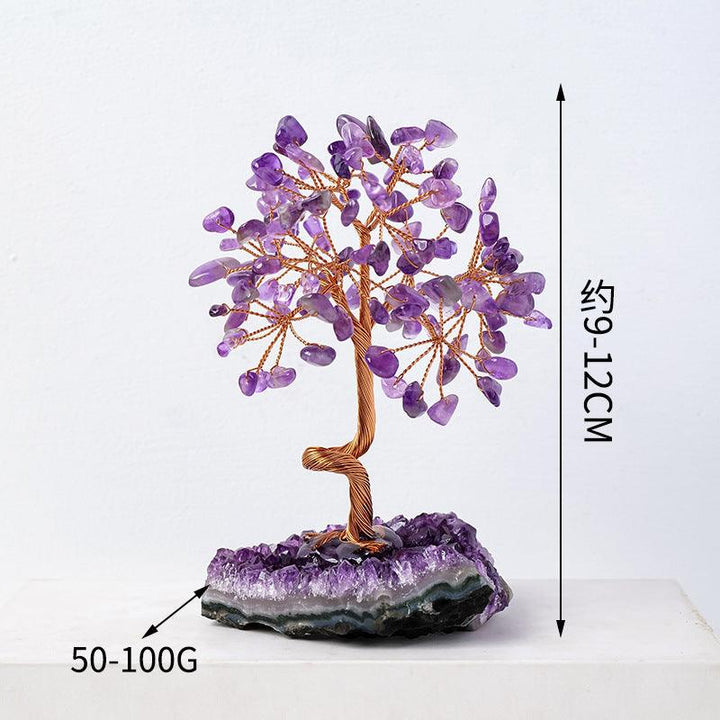size of natural amethyst cluster crystal bonsai tree