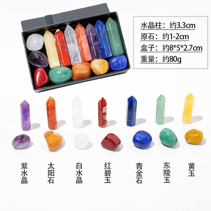 natural chakra rainbow crystal gift box set