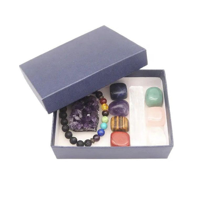 natural chakra rainbow crystal gift box set