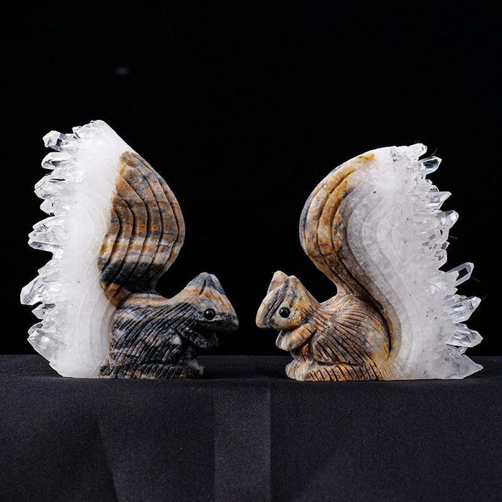natural clear crystal cluster animal carving decor