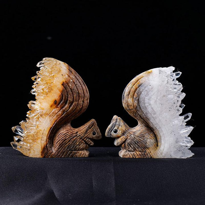 natural clear crystal cluster animal carving decor