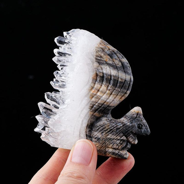 natural clear crystal cluster animal carving decor