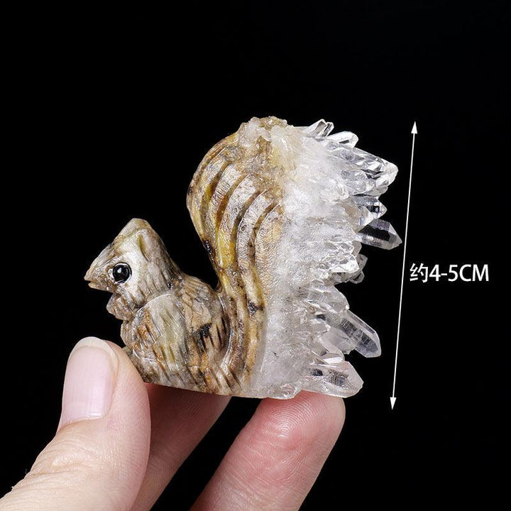 natural clear crystal cluster animal carving decor
