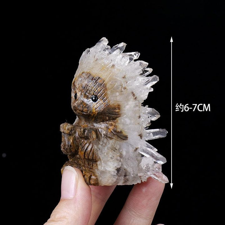 natural clear crystal cluster animal carving decor