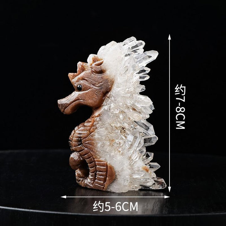 natural clear crystal cluster animal carving decor