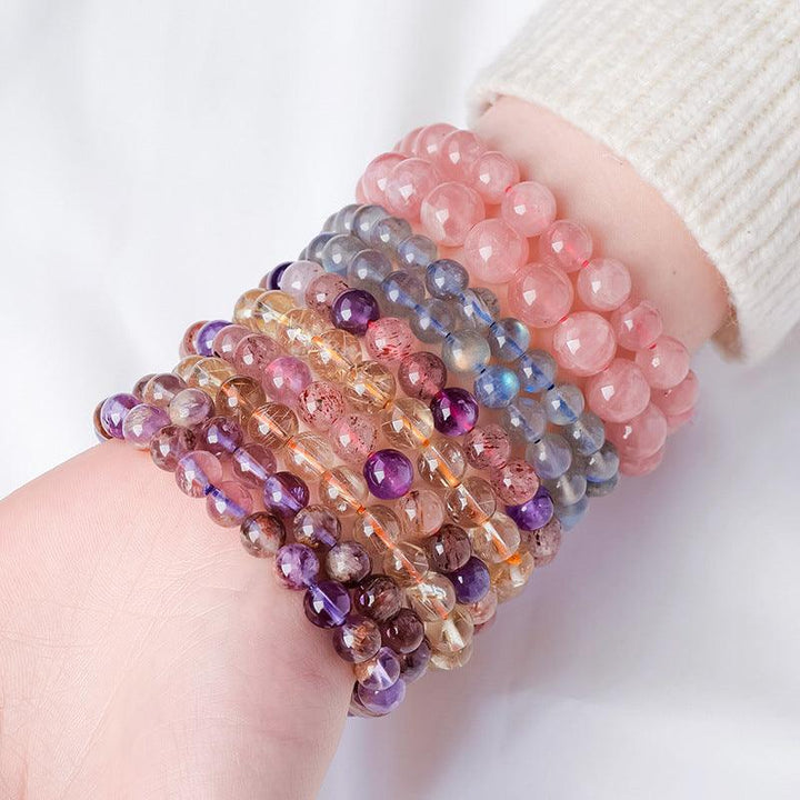 natural crystal aquamarine beaded crystal bracelet