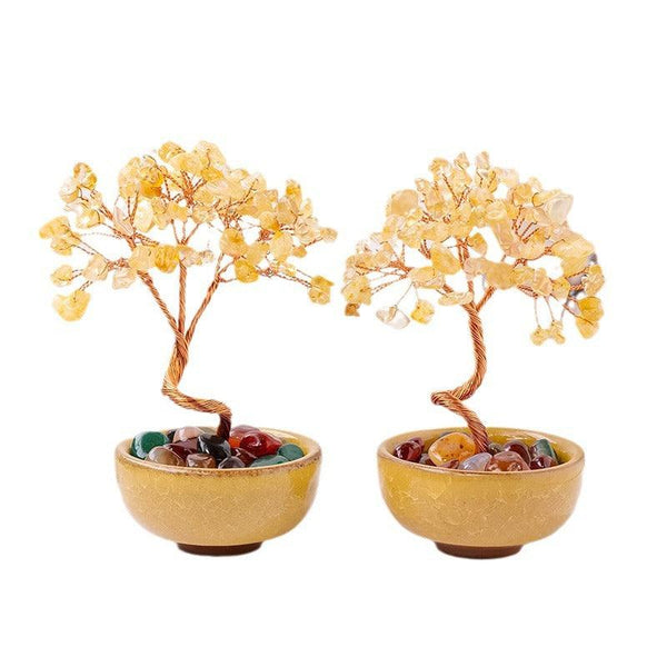 natural crystal bonsai tree with agate treasure bowl