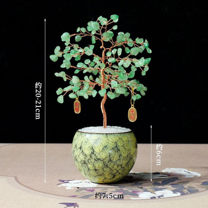 aventurine crystal bonsai tree with ceramic base