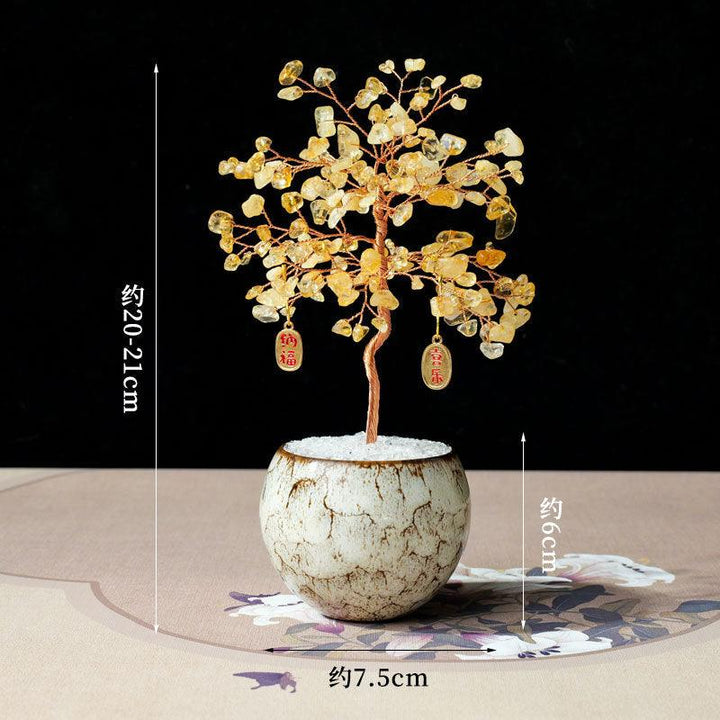 citrine crystal bonsai tree with ceramic base