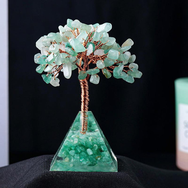 aventurine crystal bonsai tree with resin pyramid base