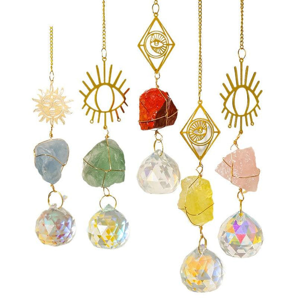 natural crystal dreamcatcher wind chime pendant