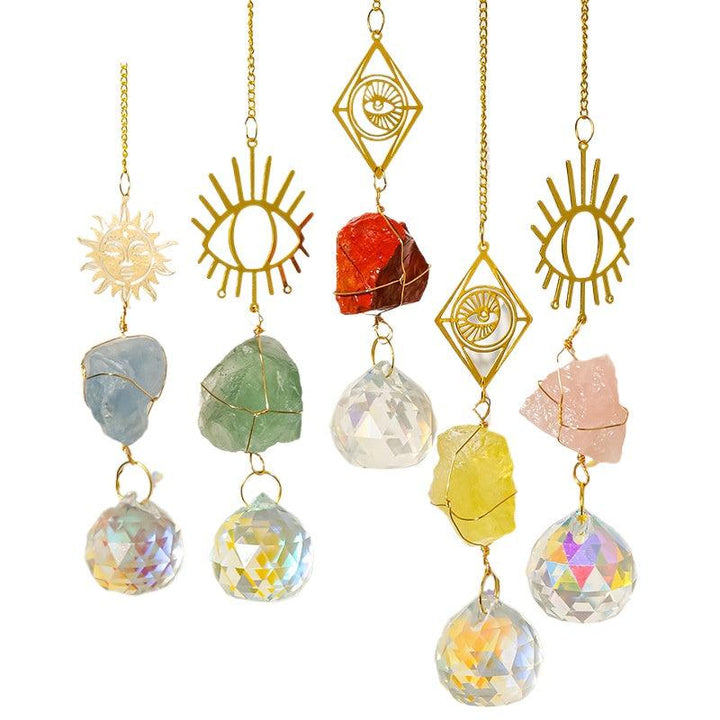 natural crystal dreamcatcher wind chime pendant
