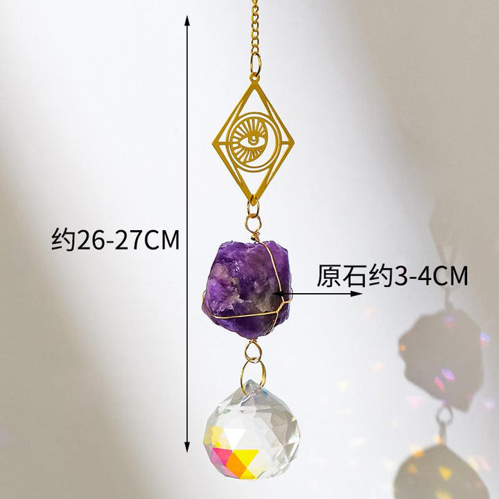 size of natural crystal dreamcatcher wind chime pendant
