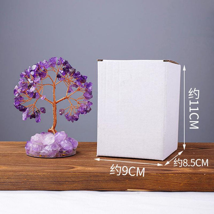 size of natural crystal gemstone tree with resin base