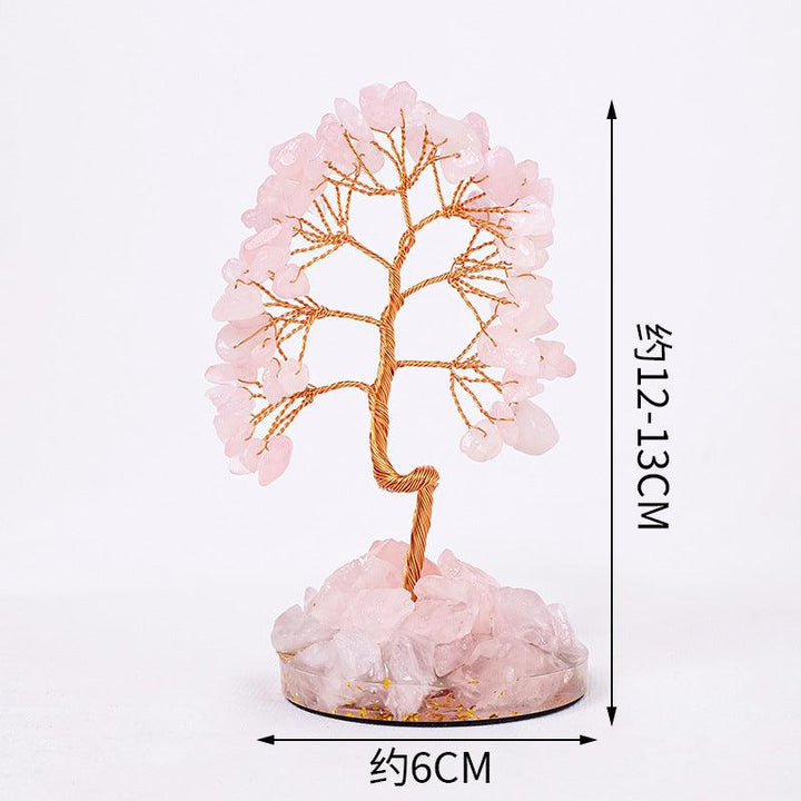 rose quartz crystal gemstone tree with resin base