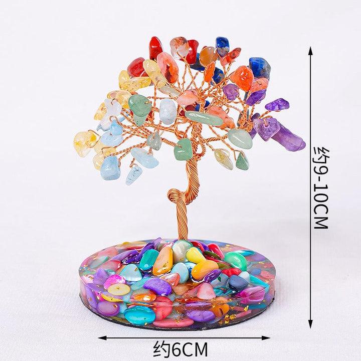 rainbow crystal gemstone tree with resin base