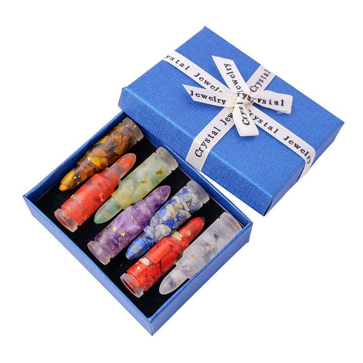 natural crystal resin energy bullet gift set