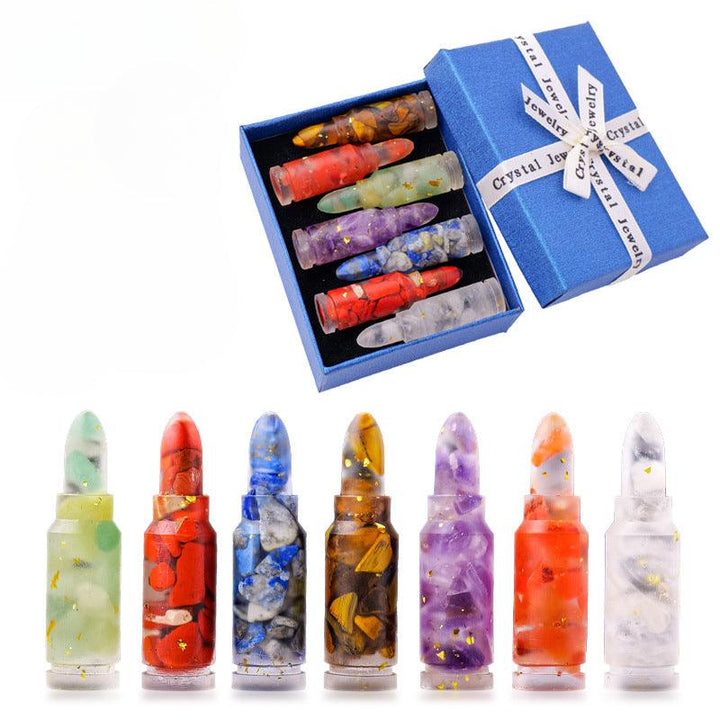 natural crystal resin energy bullet gift set