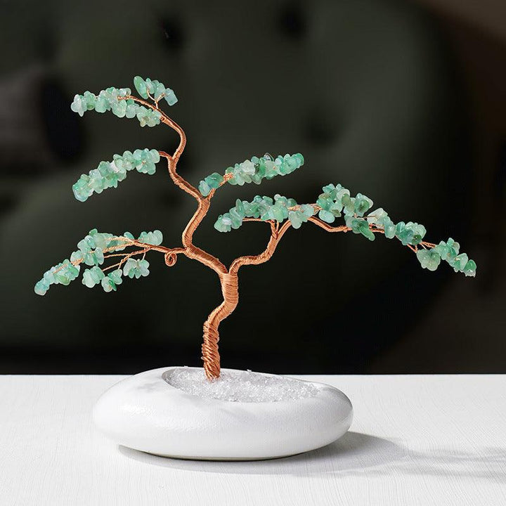 aventurine crystal wealth tree with welcome pine bonsai